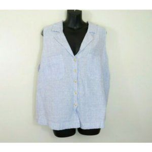 COPY - Maeve 22W Blue Striped Button Down Shirt